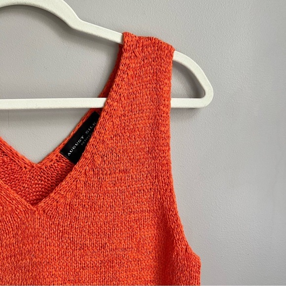 Vintage Knit Sweater Vest Women's Large Stretchy Orange Beachy Coastal‎ Cottage - Picture 11 of 12